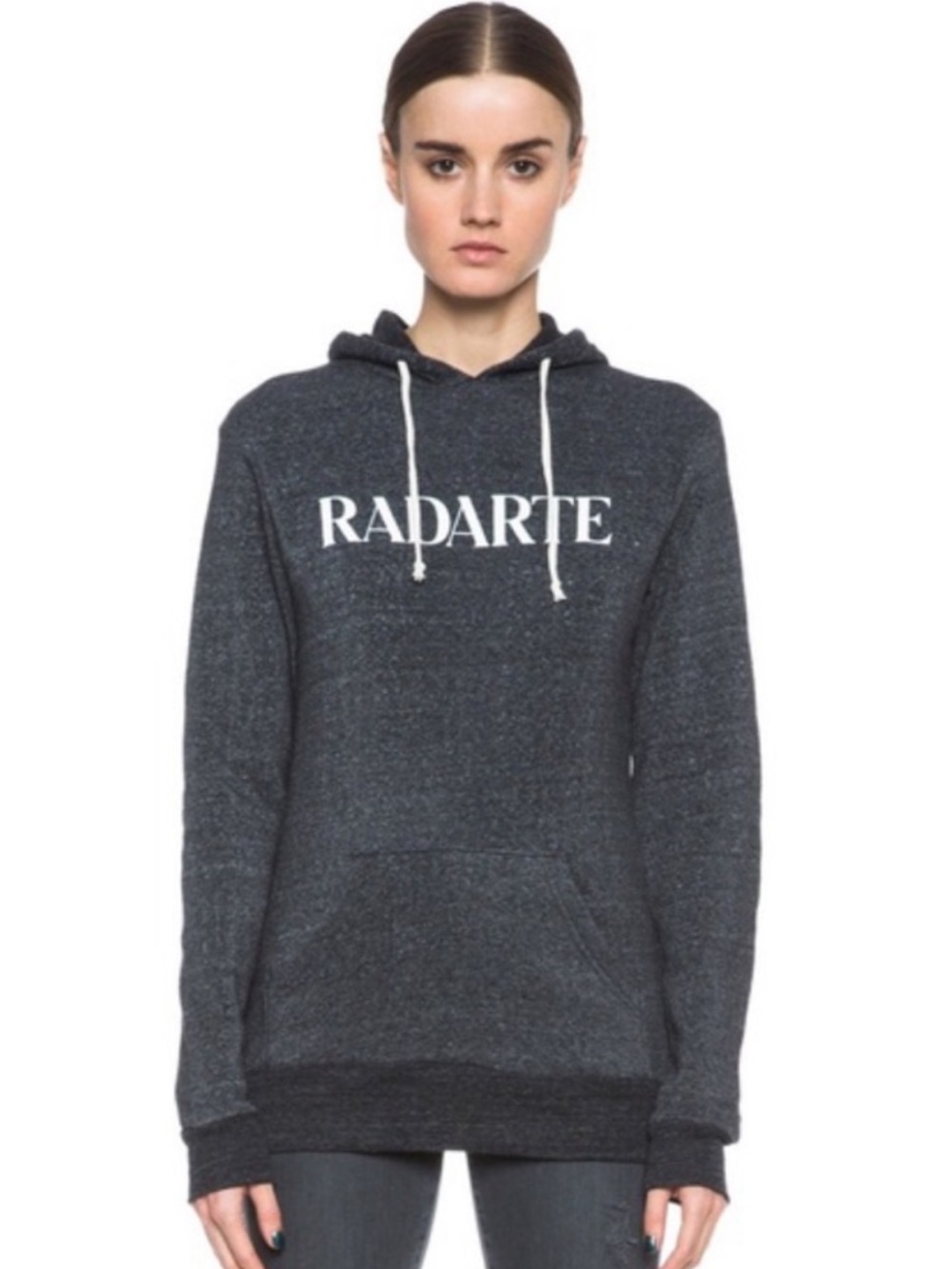 Rodarte Charcoal Hooded Sweater with White Logo